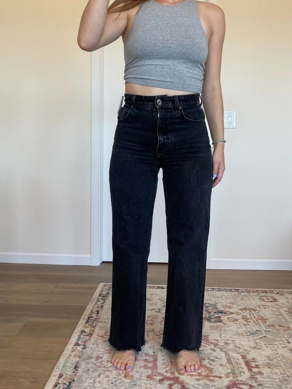Zara Black Denim High Waist Jeans
